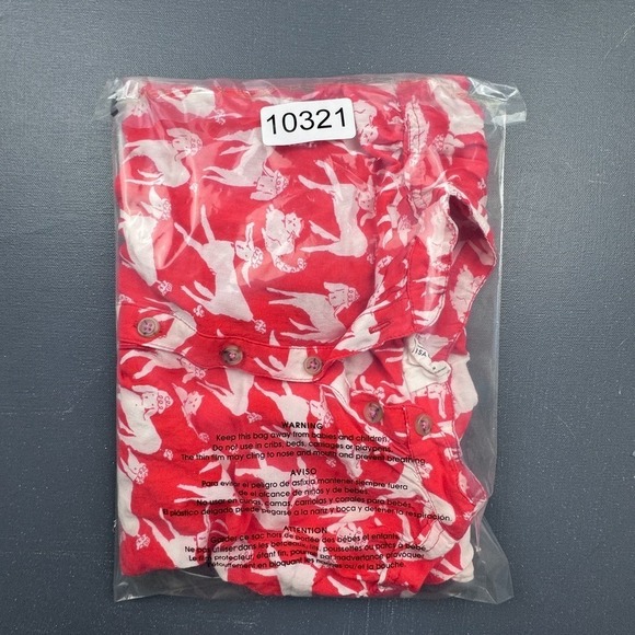 Anthropologie Emil Isabella Blouse Women's Medium Red Dog Print Short Sleeve Top - Picture 7 of 7